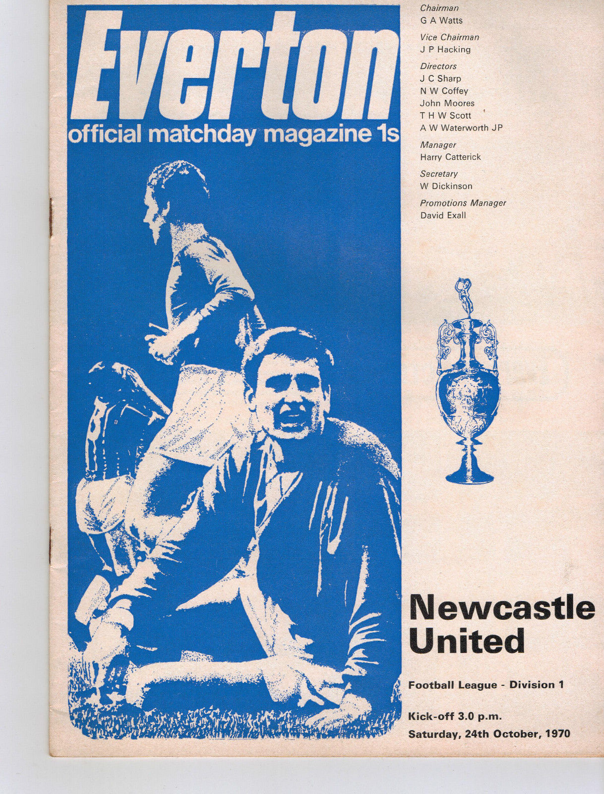 English Football Program: Everton vs. Newcastle United (October 24, 1970)