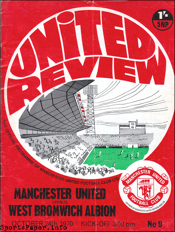 English Football Program: Manchester United vs. West Bromwich Albion (October 24, 1970)