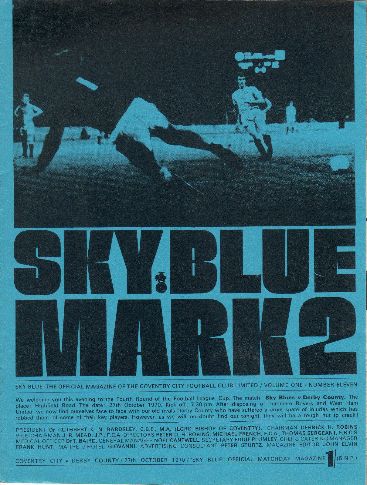 English Football Program: Coventry City vs. Derby County (October 27, 1970)