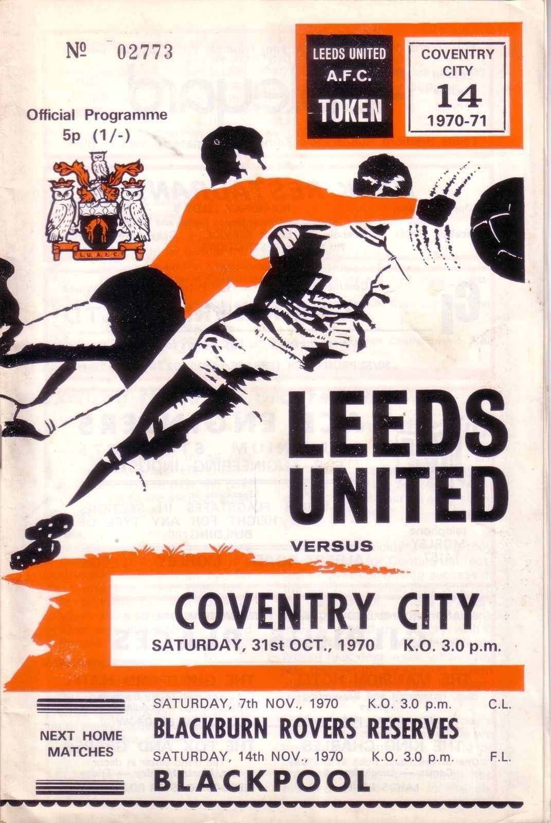 English Football Program: Leeds United vs. Coventry City (October 31, 1970)