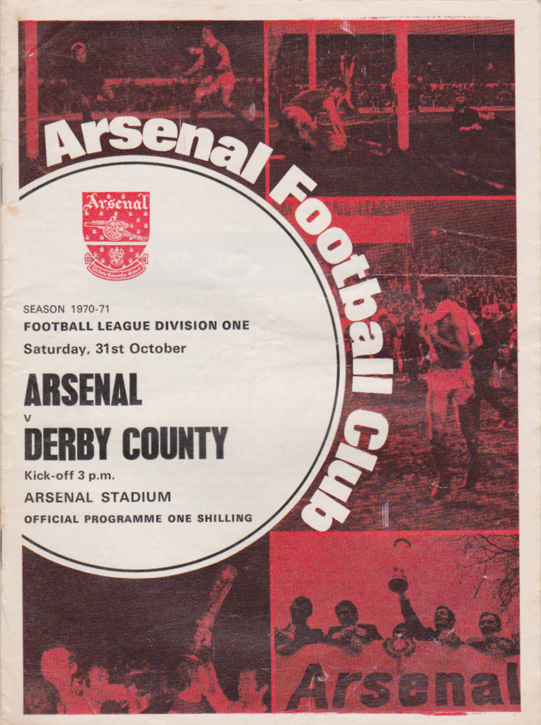 English Football Program: Arsenal vs. Derby County (October 31, 1970)