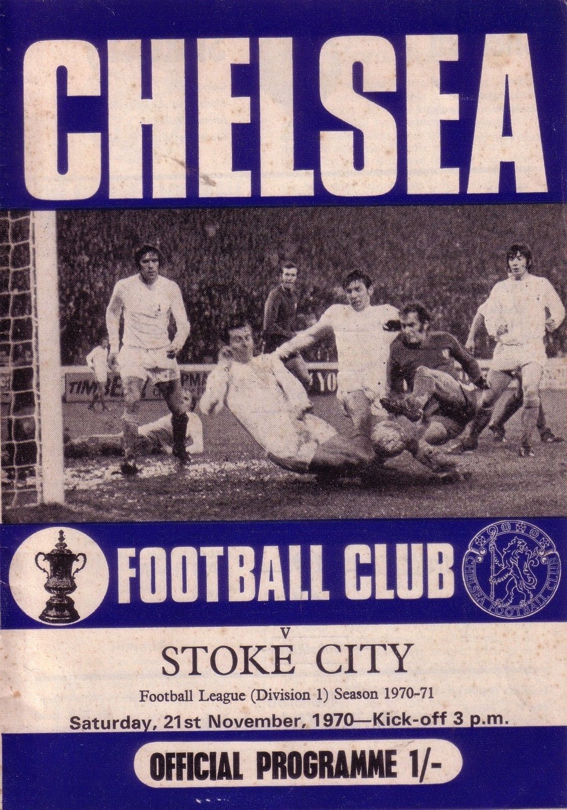English Football Program: Chelsea vs. Stoke City (November 21, 1970)