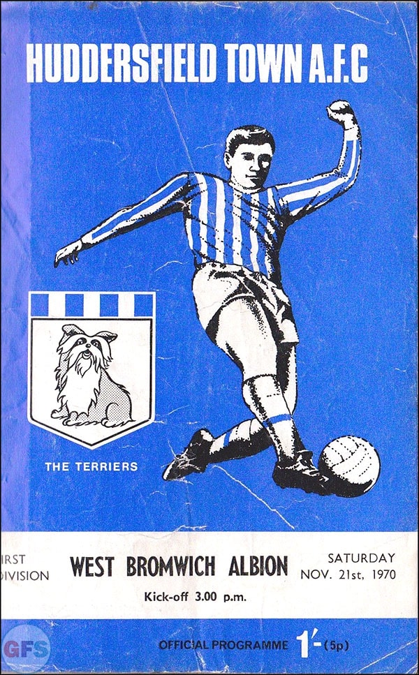 English Football Program: Huddersfield Town vs. West Bromwich Albion (November 21, 1970)