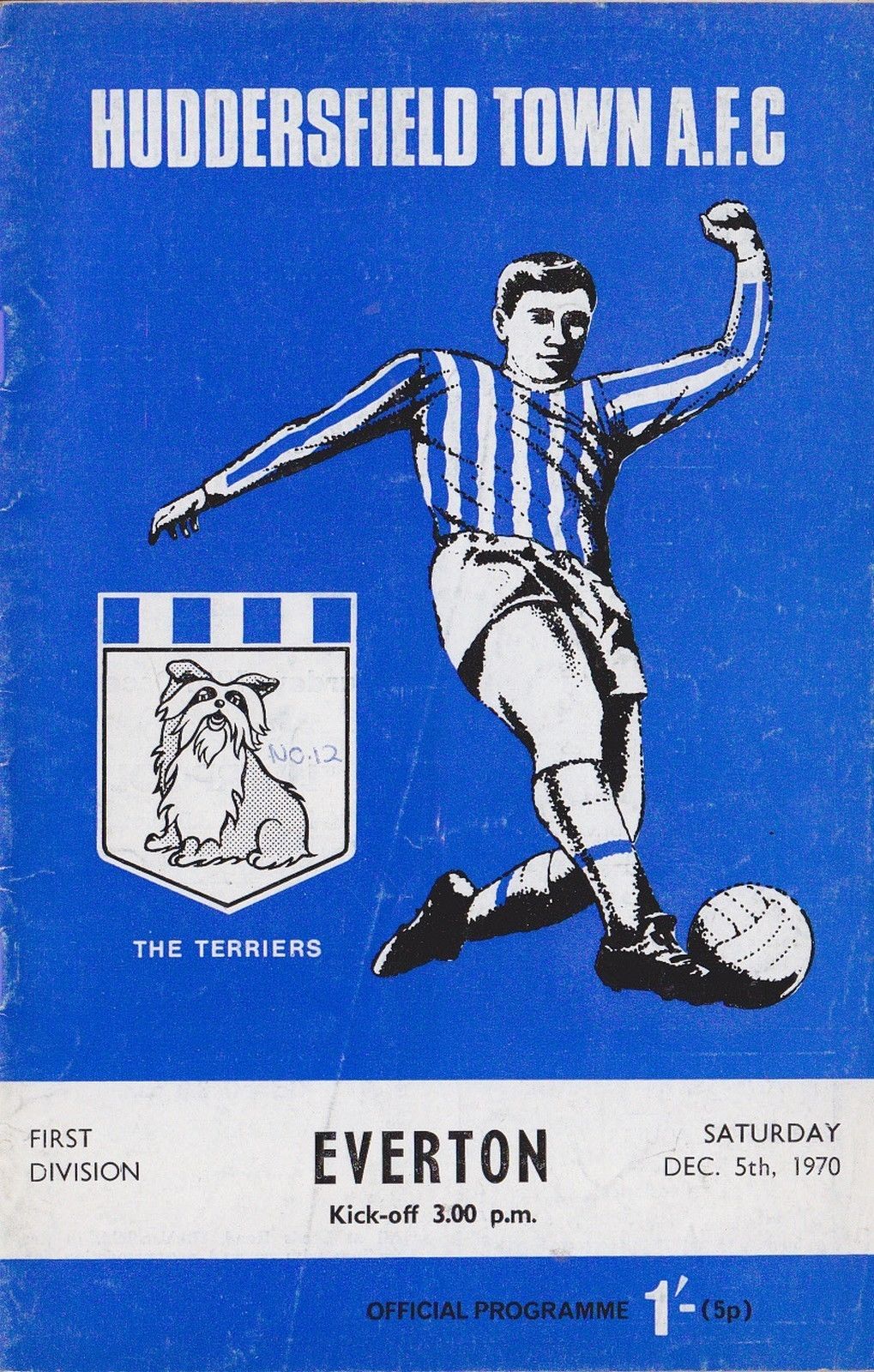 English Football Program: Huddersfield Town vs. Everton (December 5, 1970)