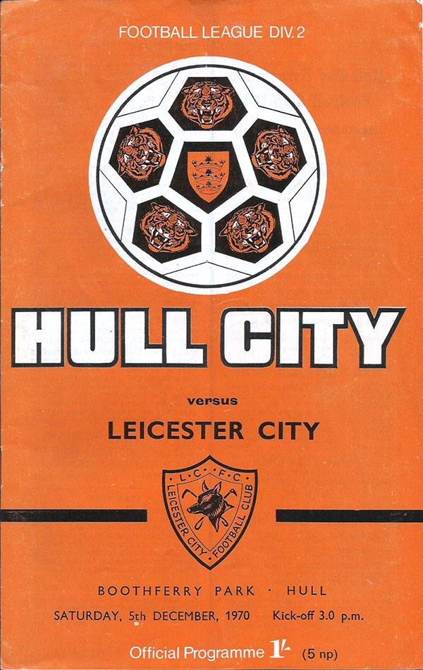English Football Program: Hull City vs. Leicester City (December 5, 1970)