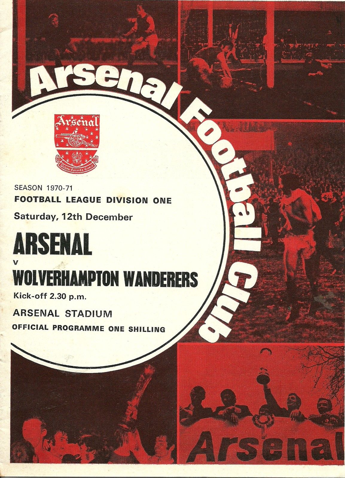 English Football Program: Arsenal vs. Wolverhampton Wanderers (December 12, 1970)