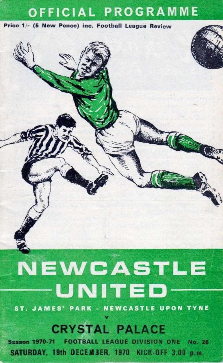 English Football Program: Newcastle United vs. Crystal Palace (December 19, 1970)