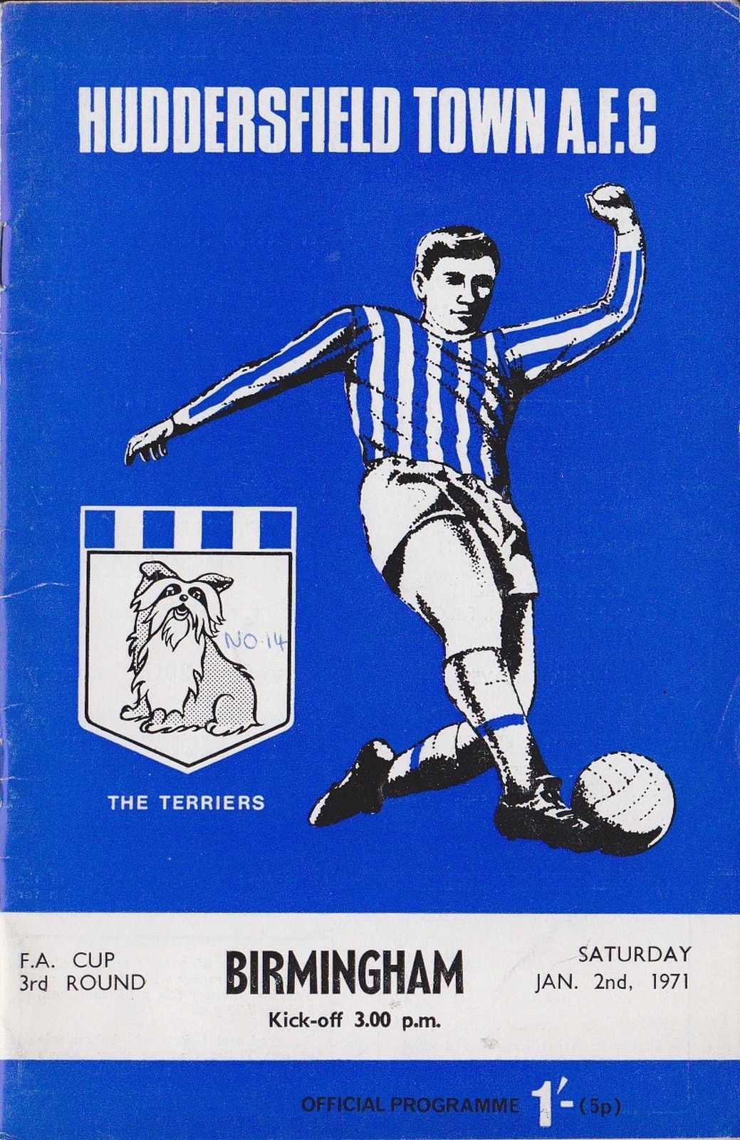 English Football Program: Huddersfield Town vs. Birmingham City (January 2, 1971)