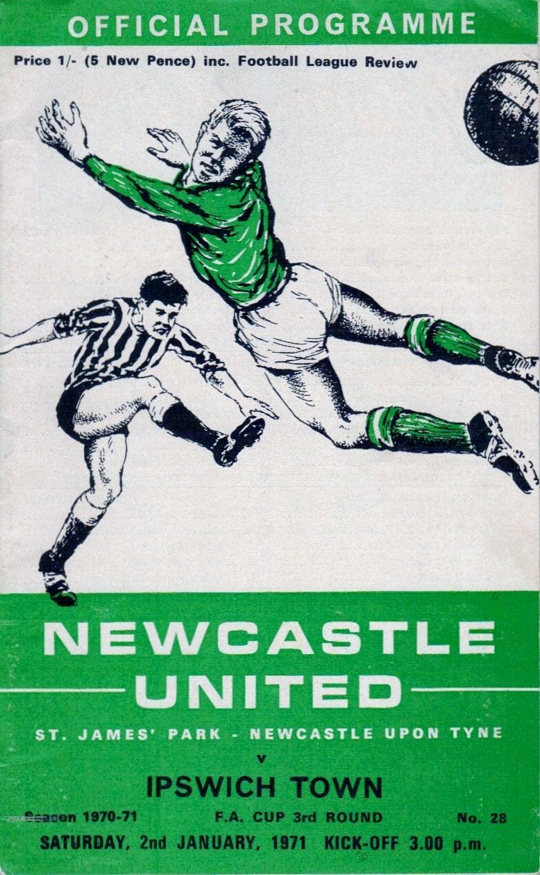 English Football Program: Newcastle United vs. Ipswich Town (January 2, 1971)
