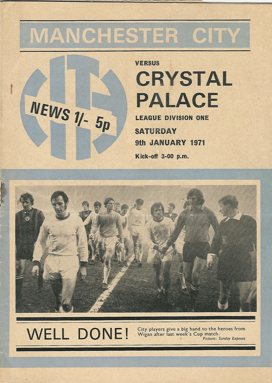 English Football Program: Manchester City vs. Crystal Palace (January 9, 1971)