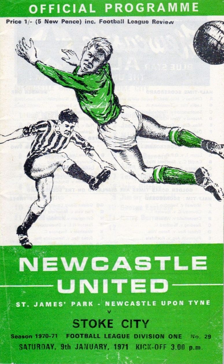 English Football Program: Newcastle United vs. Stoke City (January 9, 1971)
