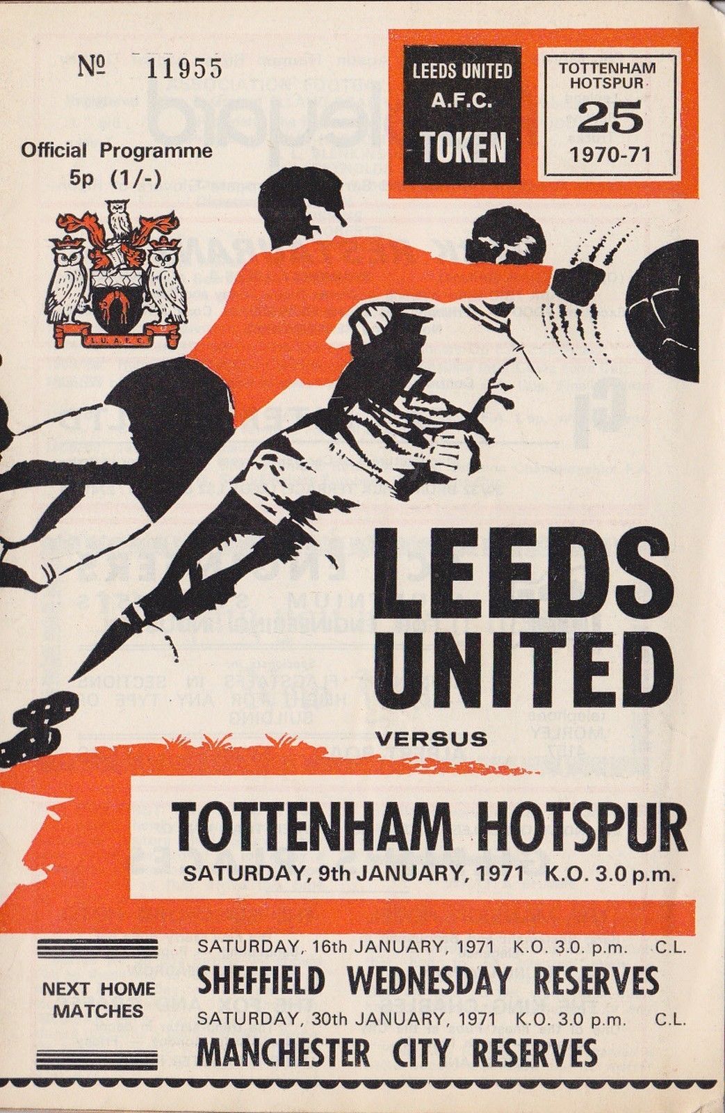English Football Program: Leeds United vs. Tottenham Hotspur (January 9, 1971)