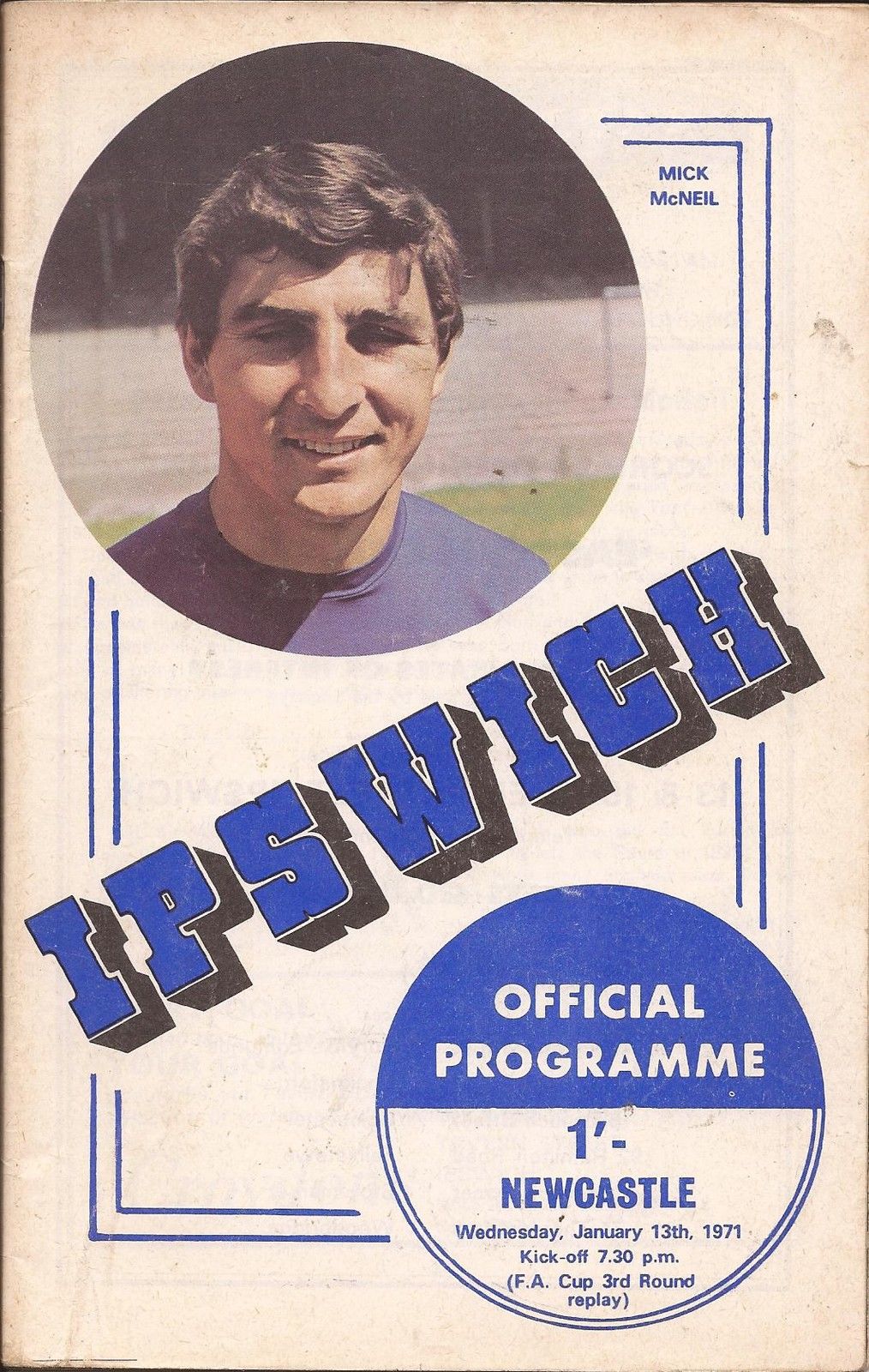 English Football Program: Ipswich Town vs. Newcastle United (January 13, 1971)