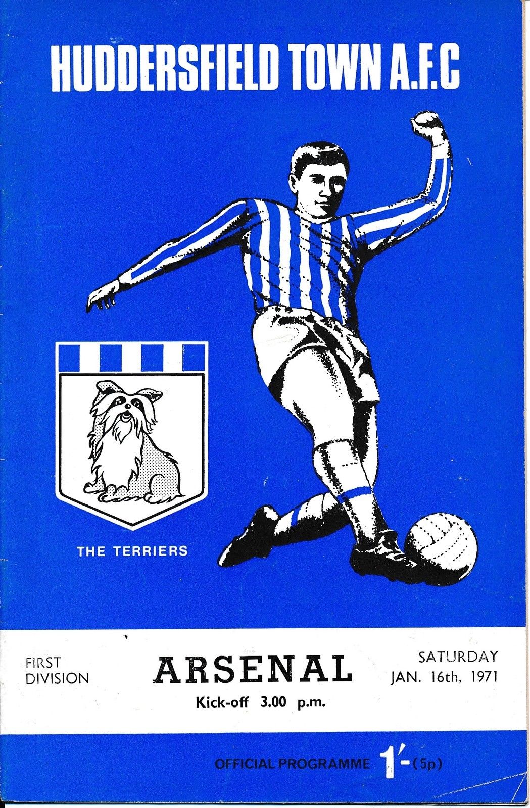 English Football Program: Huddersfield Town vs. Arsenal (January 16, 1971)
