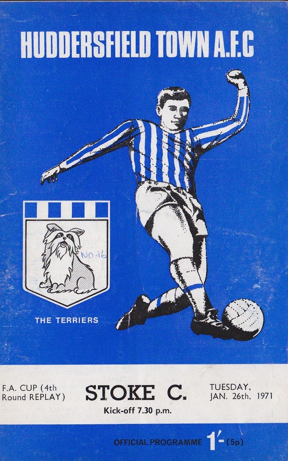 English Football Program: Huddersfield Town vs. Stoke City (January 26, 1971)