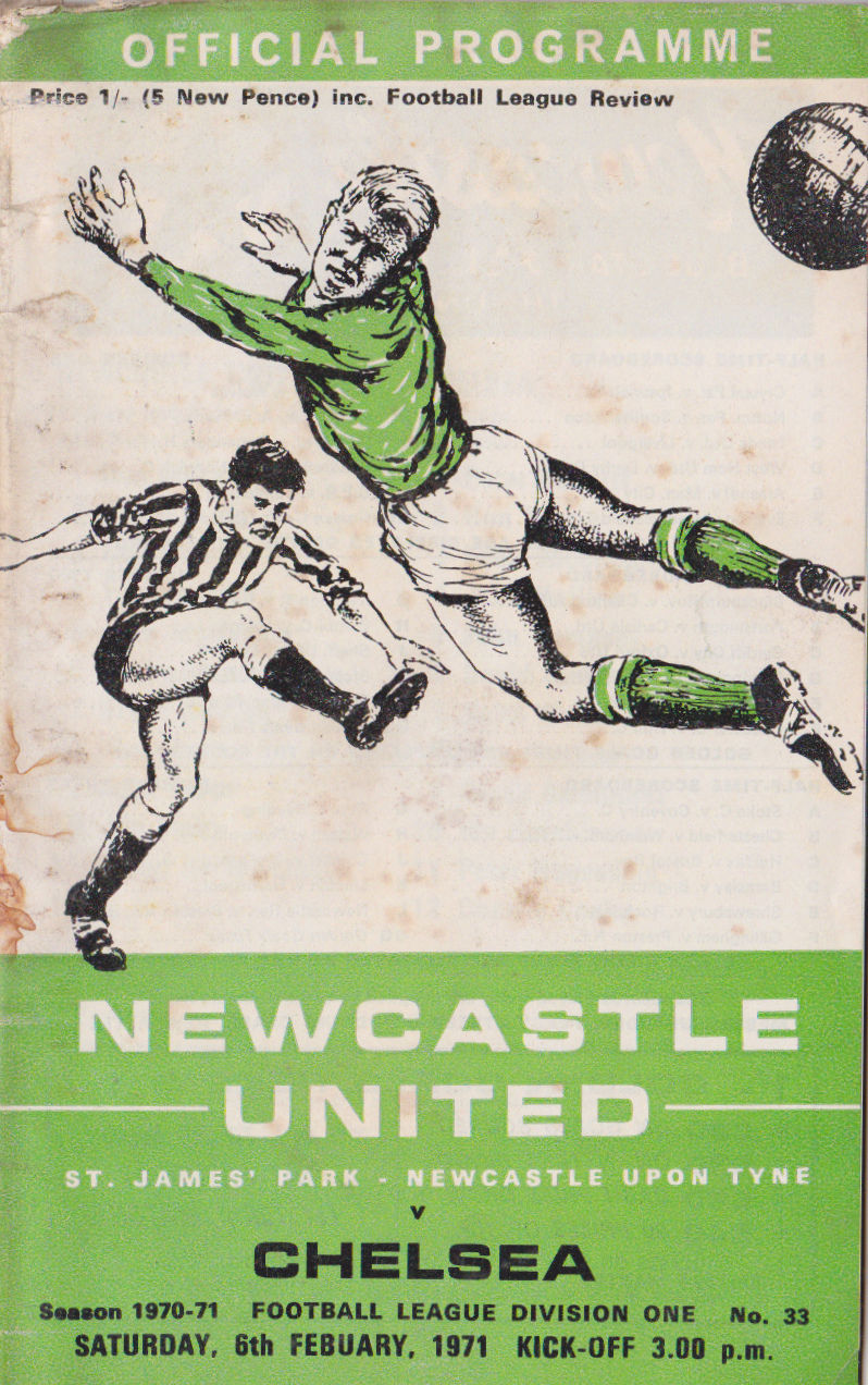 English Football Program: Newcastle United vs. Chelsea (February 6, 1971)