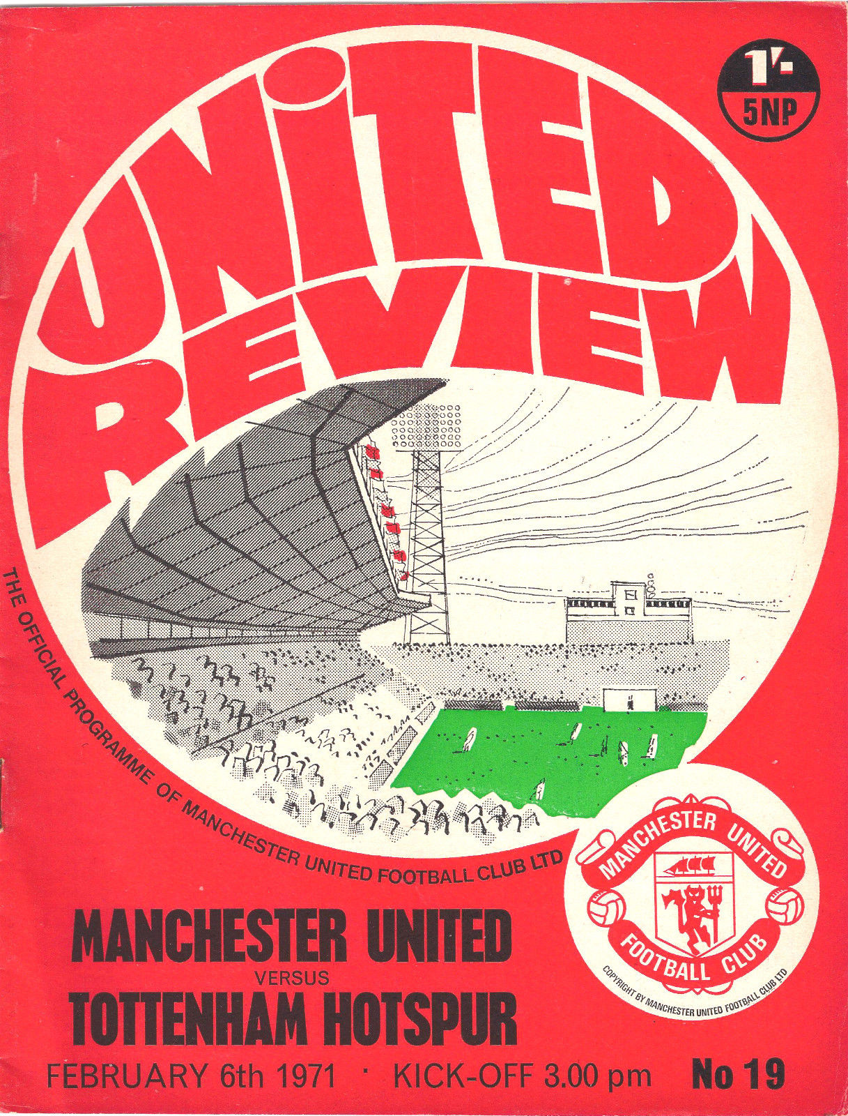 English Football Program: Manchester United vs. Tottenham Hotspur (February 6, 1971)
