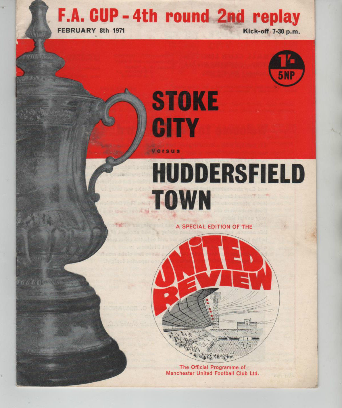 English Football Program: Stoke City vs. Huddersfield Town (February 8, 1971)