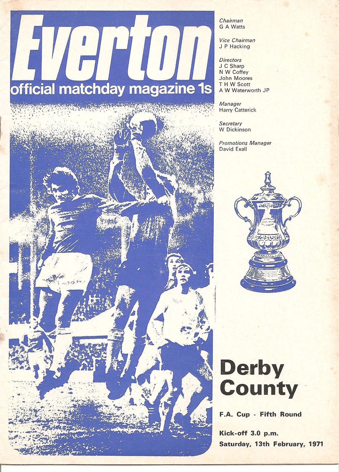 English Football Program: Everton vs. Derby County (February 13, 1971)