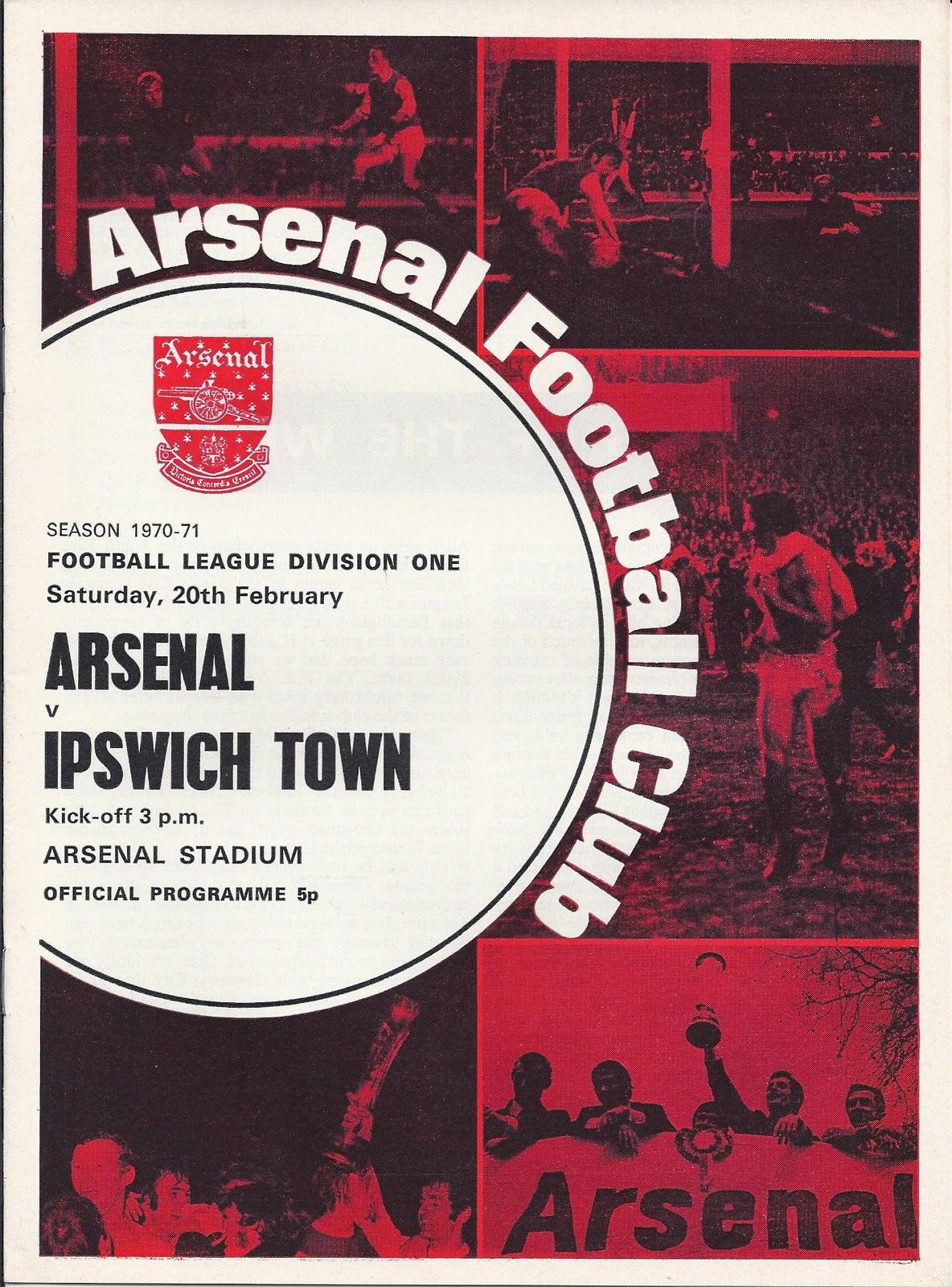 English Football Program: Arsenal vs. Ipswich Town (February 20, 1971)