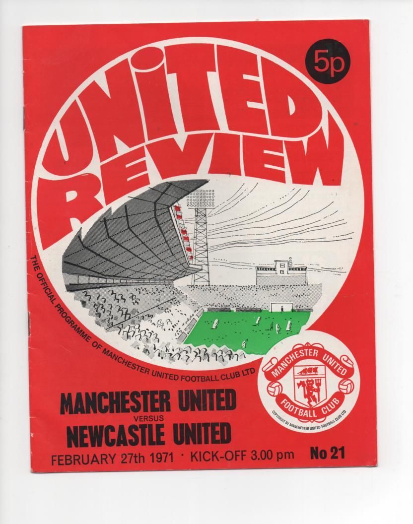 English Football Program: Manchester United vs. Newcastle United (February 27, 1971)