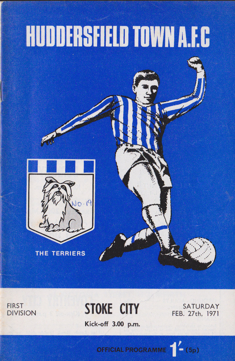 English Football Program: Huddersfield Town vs. Stoke City (February 27, 1971)