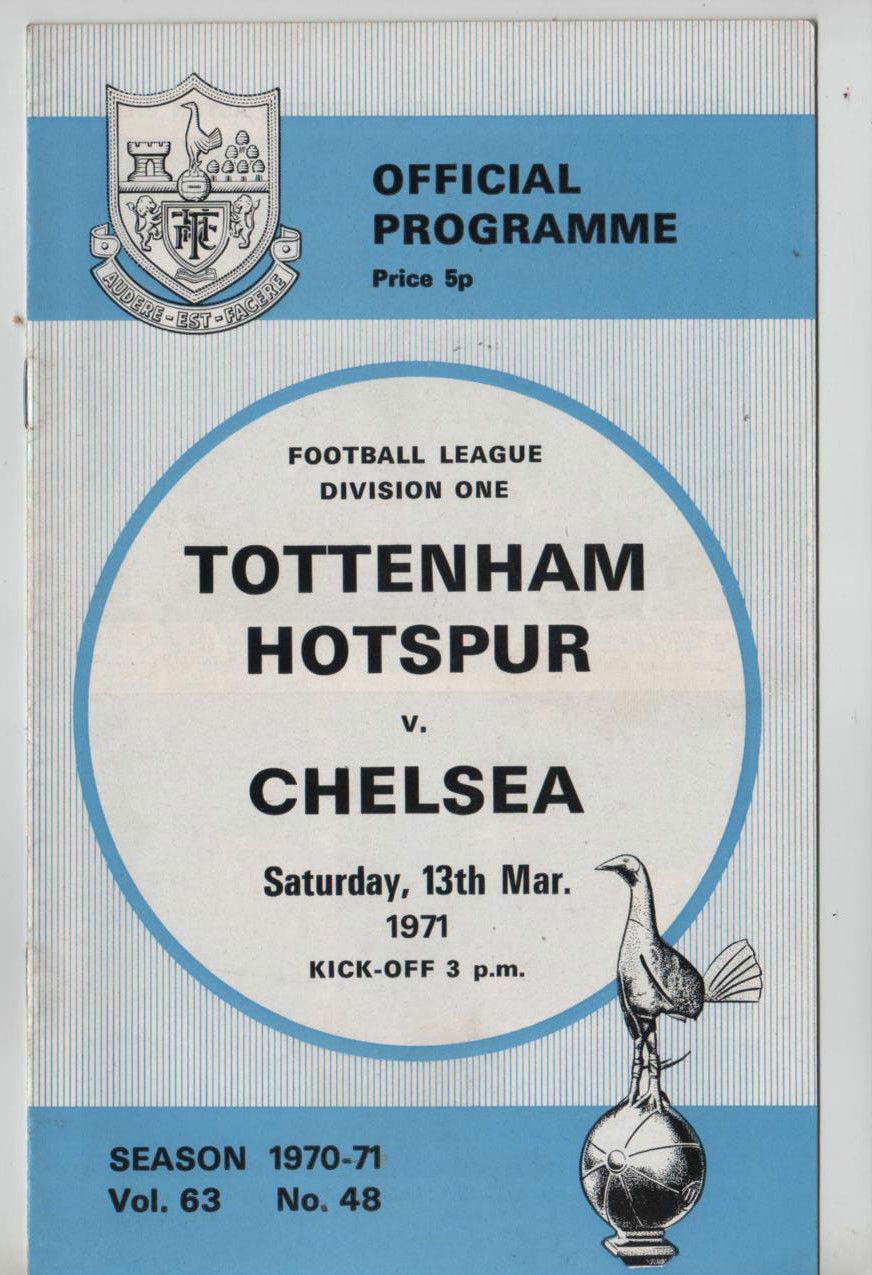 English Football Program: Tottenham Hotspur vs. Chelsea (March 13, 1971)