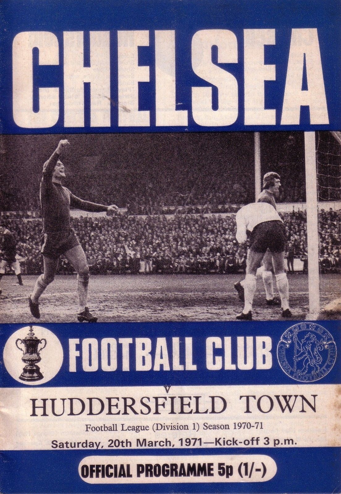 English Football Program: Chelsea vs. Huddersfield Town (March 20, 1971)