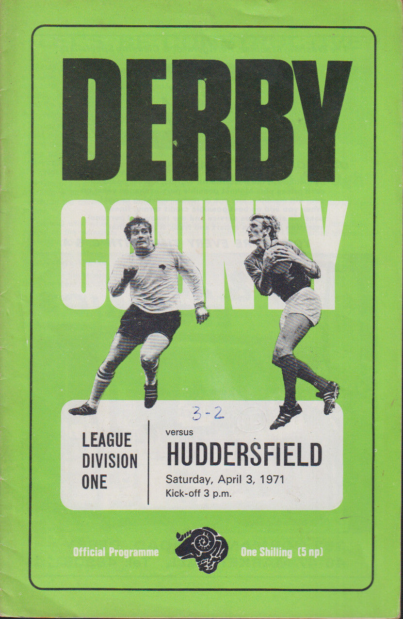 English Football Program: Derby County vs. Huddersfield Town (April 3, 1971)