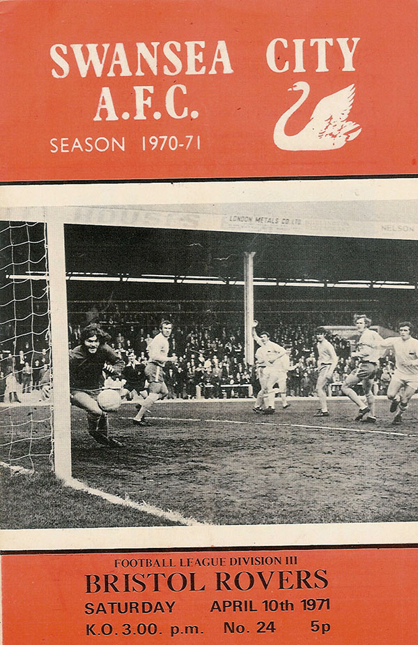 English Football Program: Swansea City vs. Bristol Rovers (April 10, 1971)