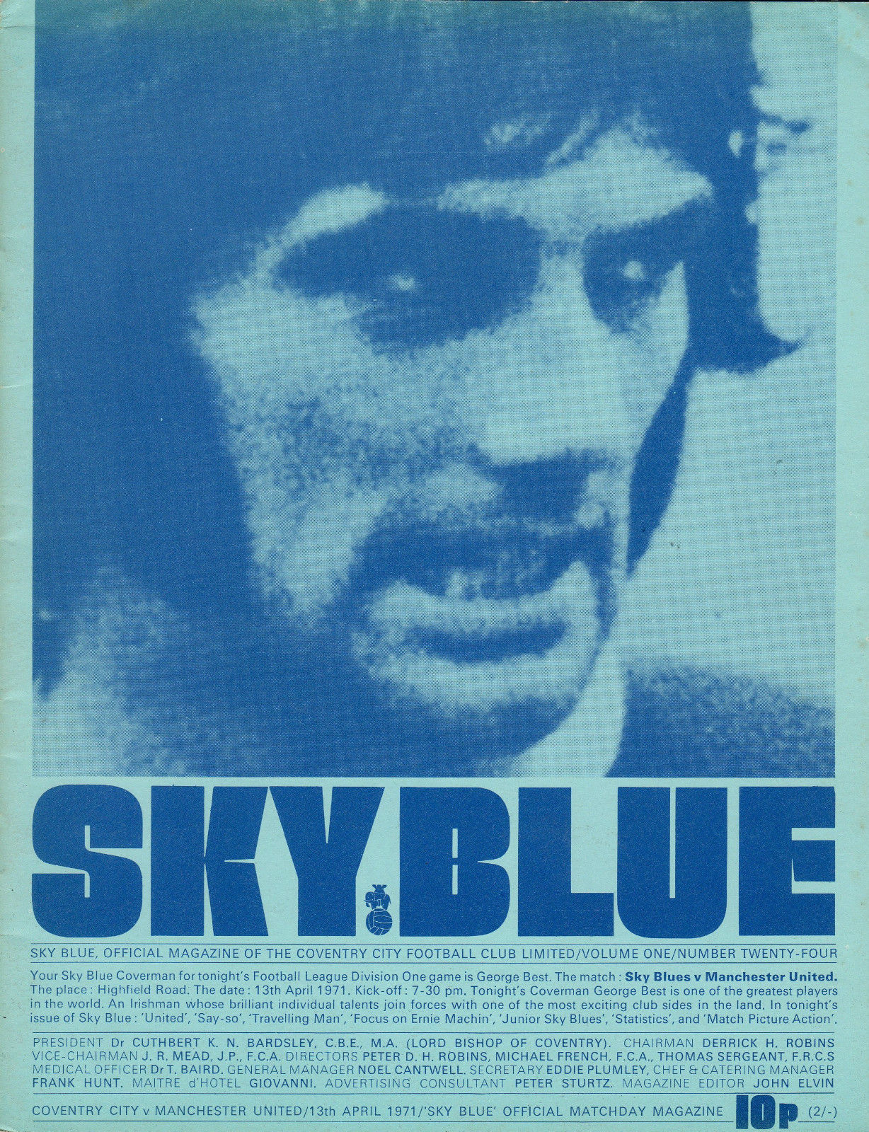 English Football Program: Coventry City vs. Manchester United (April 13, 1971)