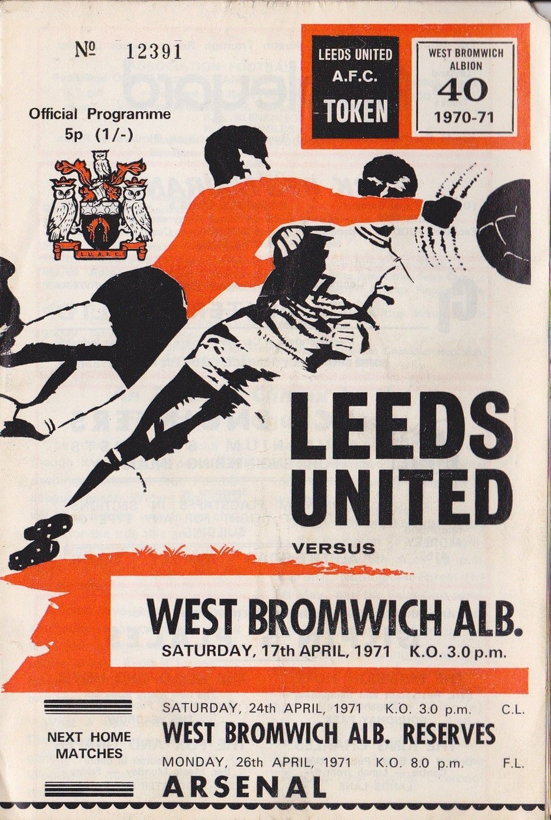 English Football Program: Leeds United vs. West Bromwich Albion (April 17, 1971)