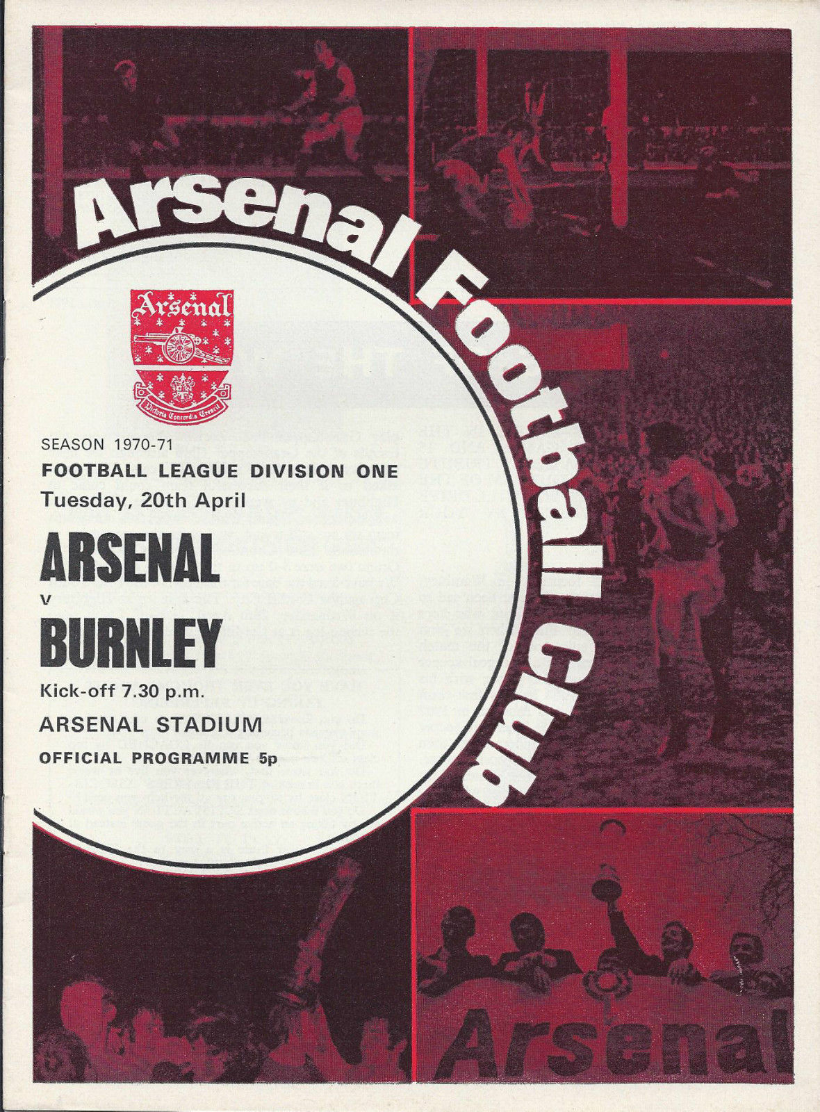 English Football Program: Arsenal vs. Burnley (April 20, 1971)