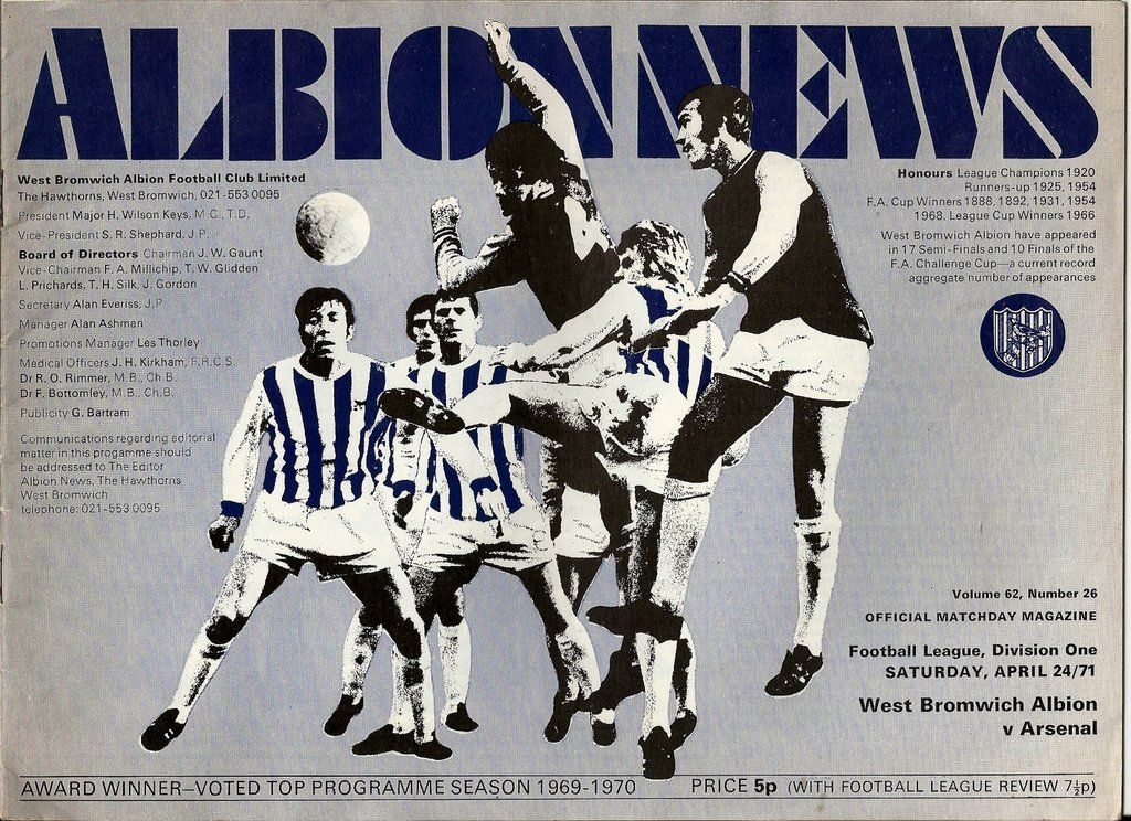 English Football Program: West Bromwich Albion vs. Arsenal (April 24, 1971)