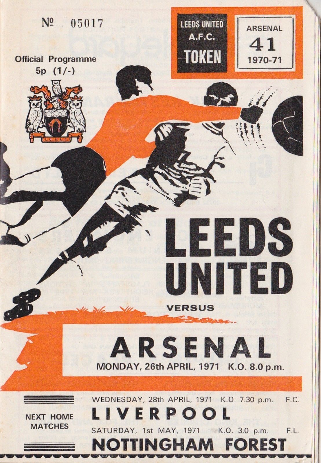 English Football Program: Leeds United vs. Arsenal (April 26, 1971)
