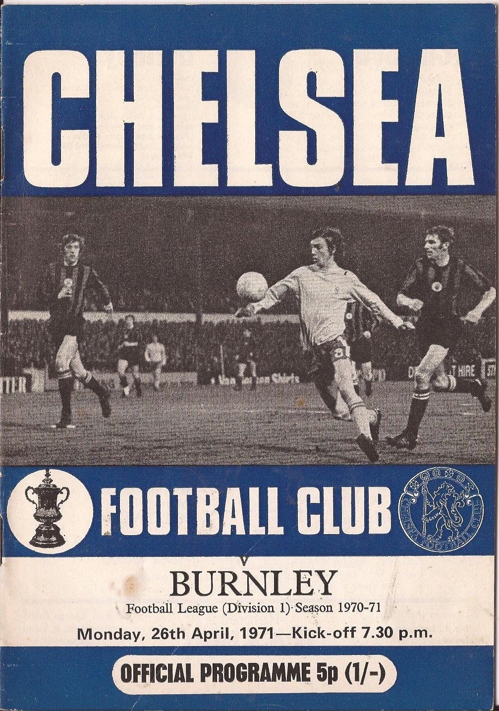 English Football Program: Chelsea vs. Burnley (April 26, 1971)