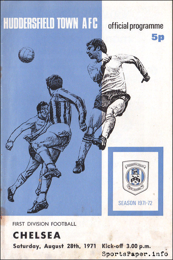 English Football Program: Huddersfield Town vs. Chelsea (August 28, 1971)