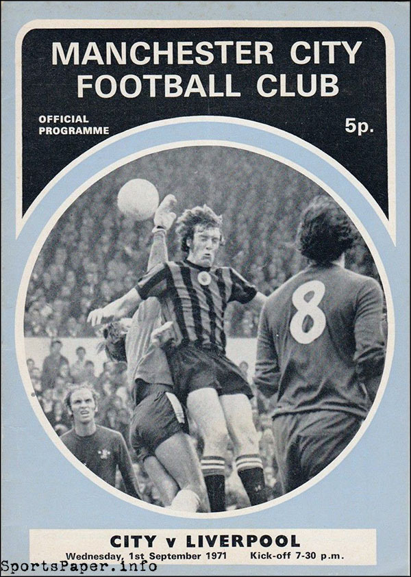 English Football Program: Manchester City vs. Liverpool (September 1, 1971)
