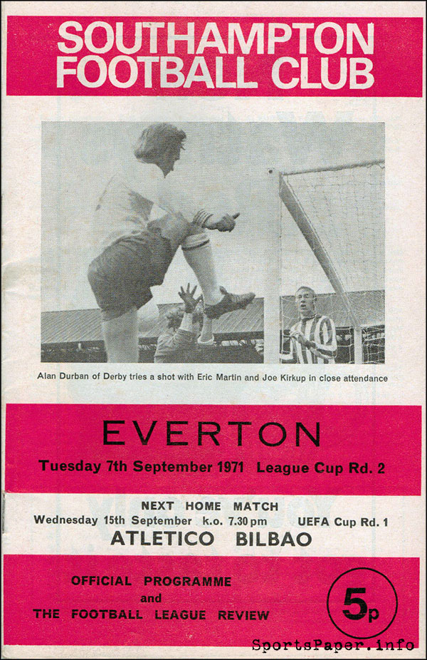 English Football Program: Southampton vs. Everton (September 7, 1971)