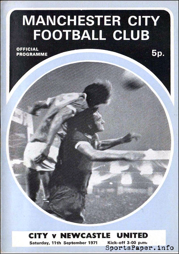 English Football Program: Manchester City vs. Newcastle United (September 11, 1971)