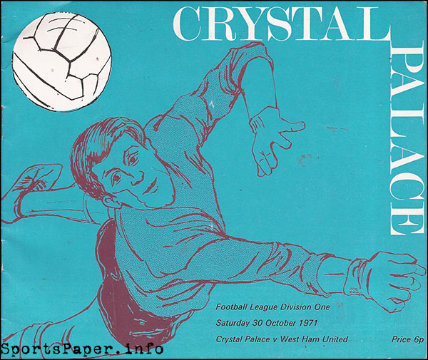 English Football Program: Crystal Palace vs. West Ham United (October 30, 1971)