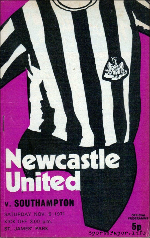 English Football Program: Newcastle United vs. Southampton (November 6, 1971)