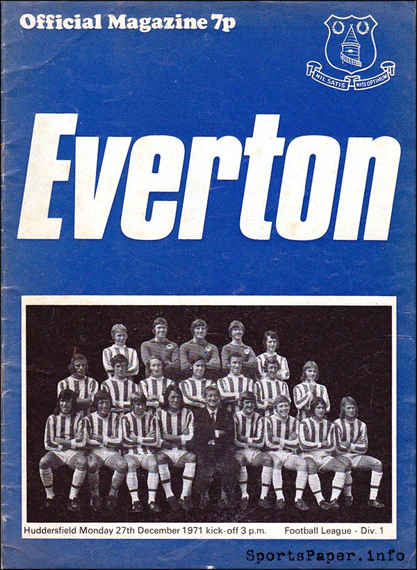English Football Program: Everton vs. Huddersfield Town (December 27, 1971)