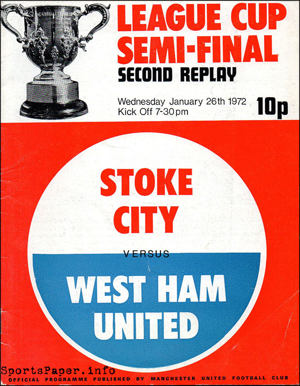 English Football Program: Stoke City vs. West Ham United (January 26, 1972)