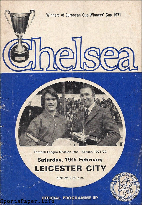 English Football Program: Chelsea vs. Leicester City (February 19, 1972)