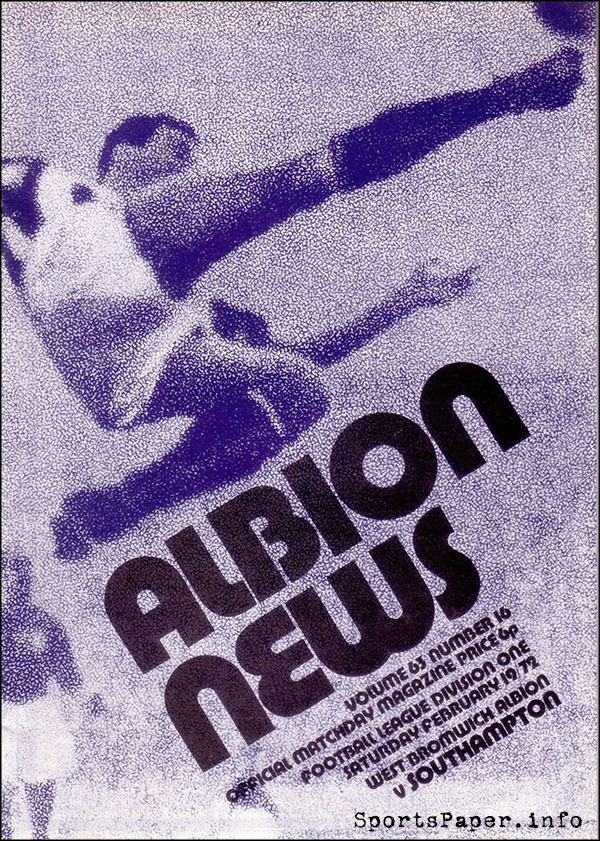 English Football Program: West Bromwich Albion vs. Southampton (February 19, 1972)