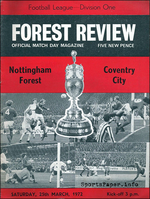 English Football Program: Nottingham Forest vs. Coventry City (March 25, 1972)