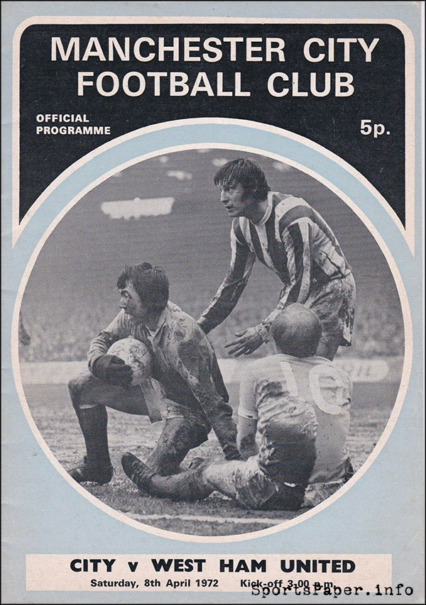 English Football Program: Manchester City vs. West Ham United (April 8, 1972)