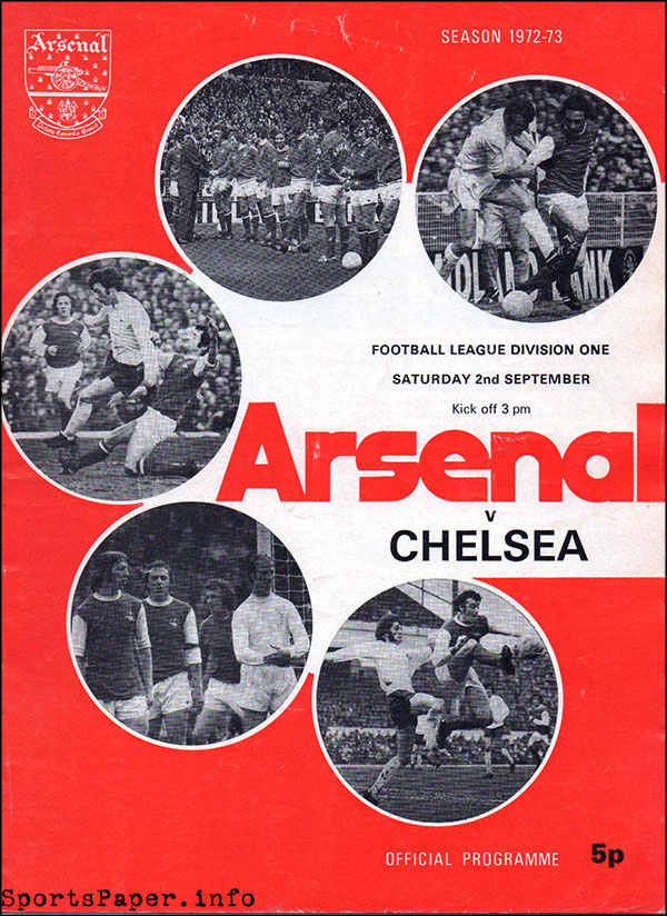 English Football Program: Arsenal vs. Chelsea (September 2, 1972)