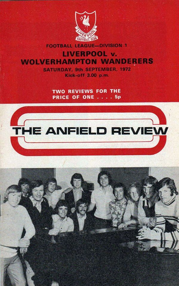 English Football Program: Liverpool vs. Wolverhampton Wanderers (September 9, 1972)